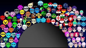 100 Sprunki против охотников за демонами из K-pop в мраморной битве! Мраморная гонка в Algodoo! Кто