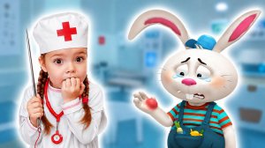 Настя как доктор лечит животных в игре | Мультик игра для детей про больницу