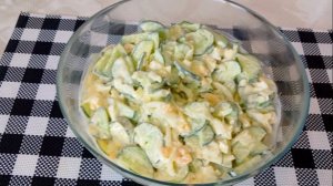 Быстрый Нежный Салат с Огурцом и Яйцом
