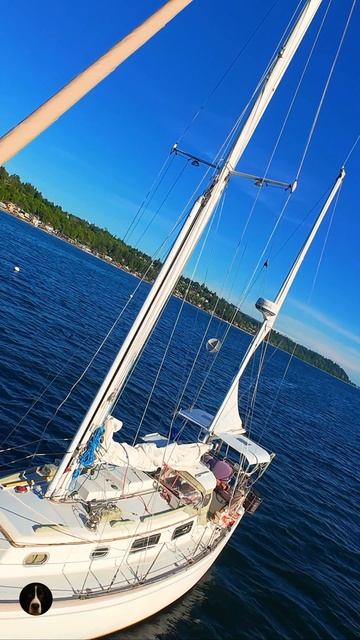 ⛵ Парусная яхта на якоре у Западного Сиэтла | Спокойный Пьюджет-Саунд с высоты DJI Avata