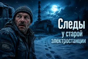 Свежие следы у старой электростанции в тайге