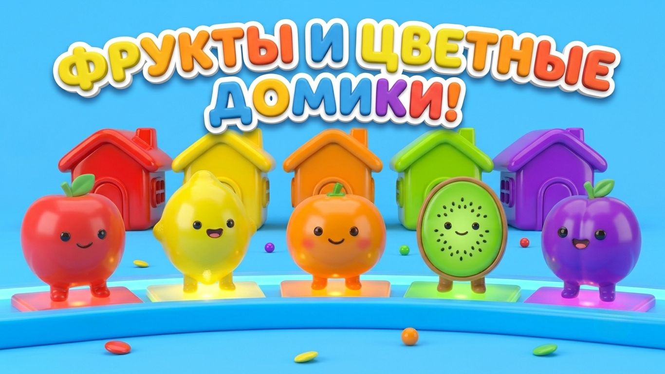 Мультфильм  Фрукты и цветные домики учим цвета Волшебство ТВ 4k