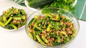 Я готова есть его ложками! Новый салат из огурцов в азиатском стиле + мясной фарш - имба👍