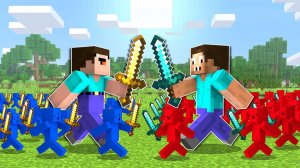 НУБ И ПРО БИТВА ЧЕЛОВЕЧКОВ В МАИНКРАФТ НУБИК И ТРОЛЛИНГ ЛОВУШКА В MINECRAFT