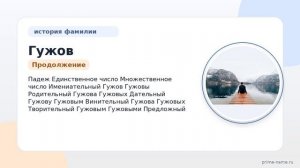 Фамилия Гужов: происхождение, значение и склонение