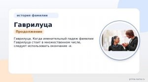 Фамилия Гаврилуца: происхождение, значение и склонение