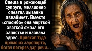Спеша к рожающей жене, богач оплатил цыганке билет. Та назвала адрес. Приехав туда, он!
