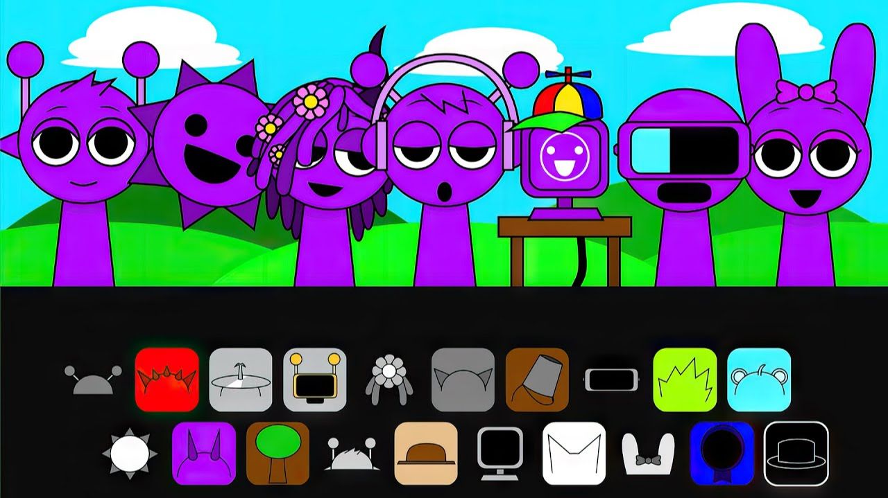 Incredibox Sprunki — все персонажи имеют фиолетовый цвет Durple