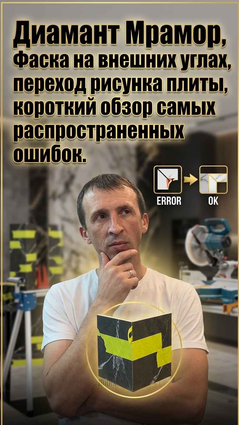 Диамант Мрамор  Фаска на внешних углах, переход рисунка короткий обзор самых распространенных ошибок
