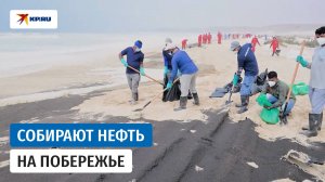 Жители Омана убирают побережье после разлива нефти с танкера «Каролина Безенги»