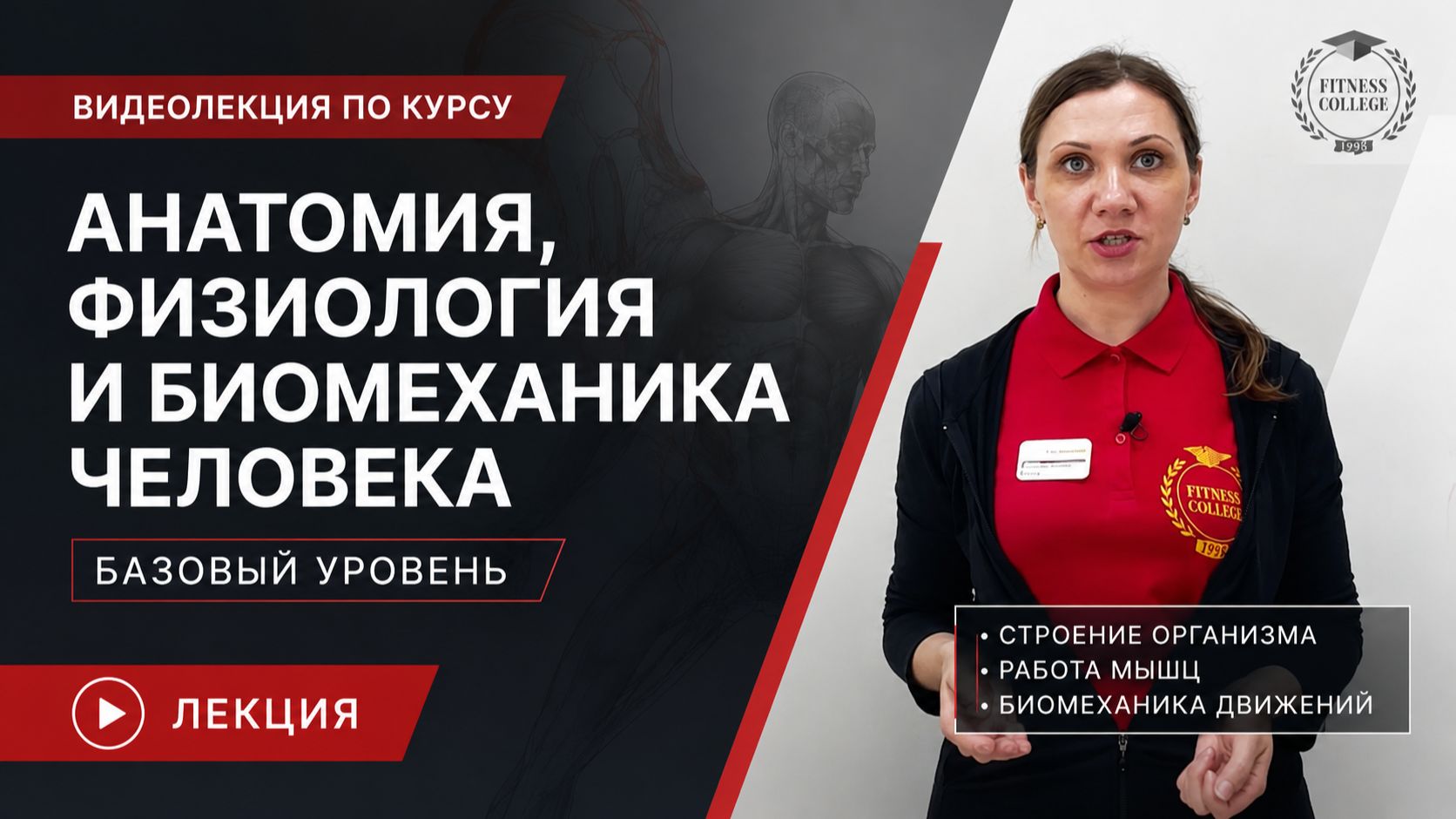 Видеолекция по курсу: АНАТОМИЯ, ФИЗИОЛОГИЯ И БИОМЕХАНИКА ЧЕЛОВЕКА. БАЗОВЫЙ УРОВЕНЬ