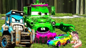 Цветной МакКуин против гигантских монстров-машин! Безумная погоня в BeamNG