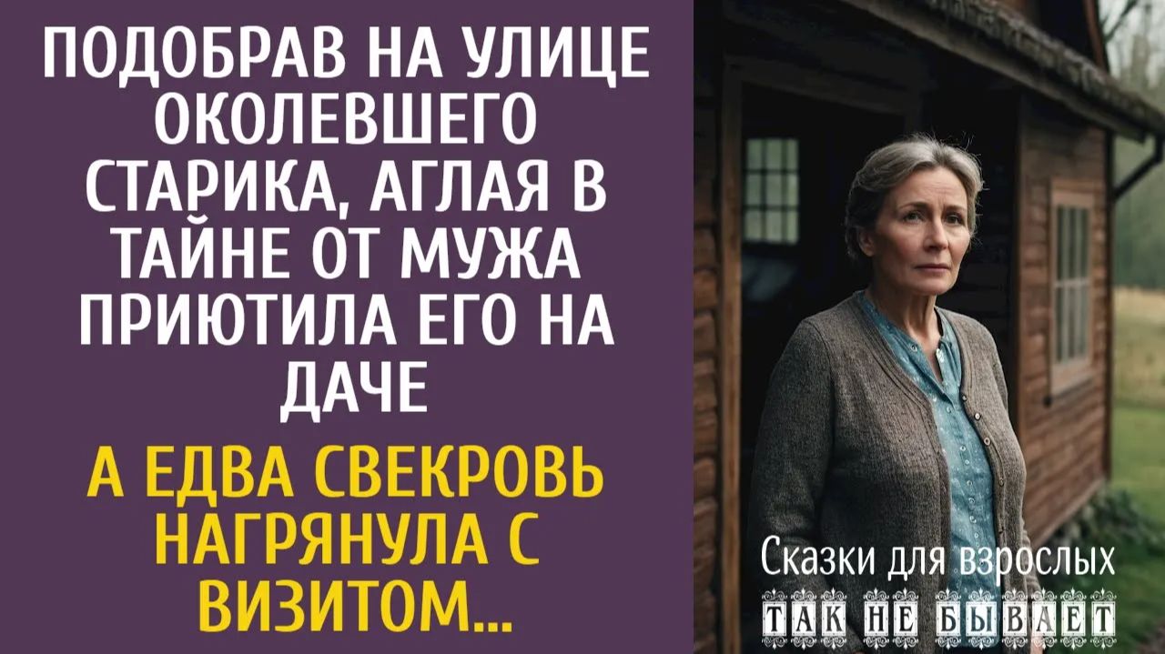 Истории из жизни Подобрав на улице околевшего старика, втайне от мужа приютила его на даче…