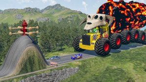 Гигантский ЛАВОВЫЙ ТАНКЕР MACK TRUCK Мак Трак ПРОТИВ машин Маккуина и полицейской машины