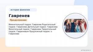 Фамилия Гавренев: происхождение, значение и склонение