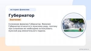 Фамилия Губернатор: происхождение, значение и склонение