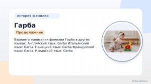 Фамилия Гарба: происхождение, значение и склонение