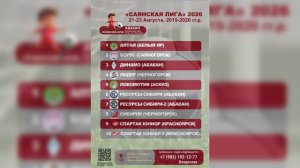 «САЯНСКАЯ ЛИГА» 2026 21-23 Августа. 2019-2020 гг.рр.