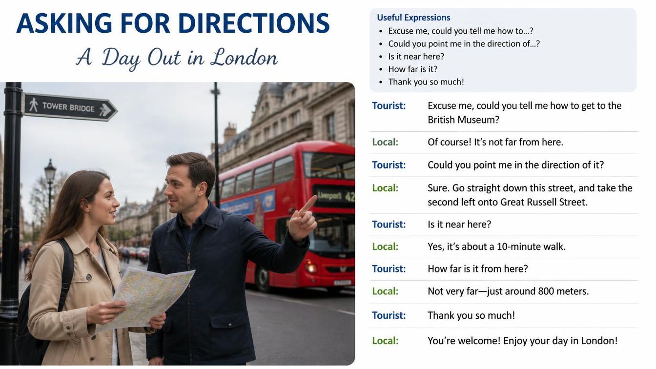 ASKING FOR DIRECTIONS. A Day Out In London. ENGLISH CONVERSATION