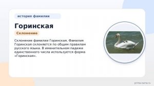 Фамилия Горинская: происхождение, значение и склонение