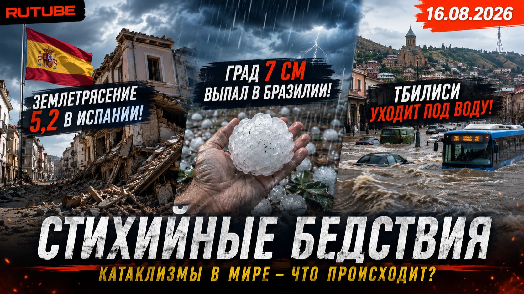 Землетрясение в Испании! Град выпал в Бразилии! Тбилиси уходит под воду! Стихийные бедствия