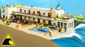 Роскошный отель Lego накрывает цунами: эксперимент с прорывом дамбы и волновой машиной
