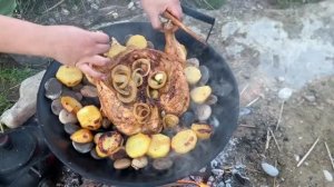 Жаренные креветки и фаршированная печень в бараньем жире Азербайджанская Кухня Рецепты