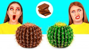 Челлендж. Шоколадная Еда vs Настоящая еда # Сумасшедшие Кулинарные Идеи от Fun Challenge