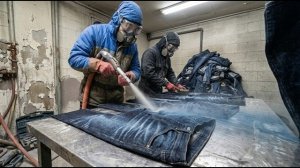 Корейская фабрика портит новые джинсы, чтобы сделать их более дорогими