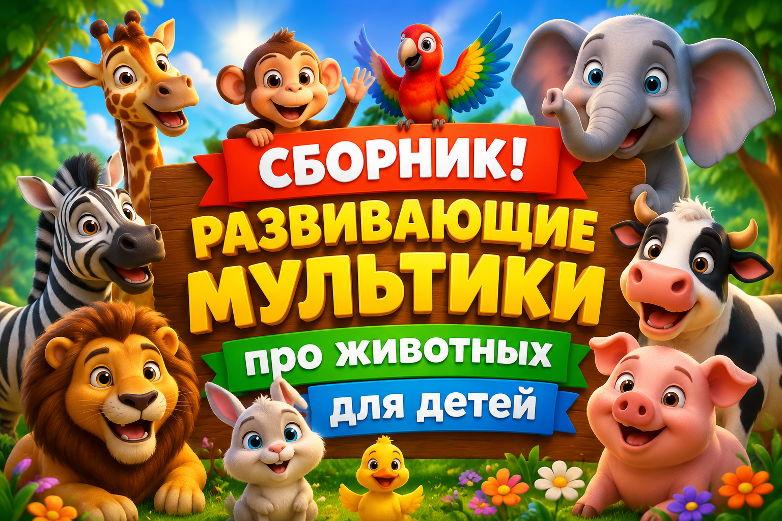 Сборник развивающих мультфильмов о животных для детей
