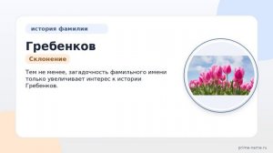 Фамилия Гребенков: происхождение, значение и склонение
