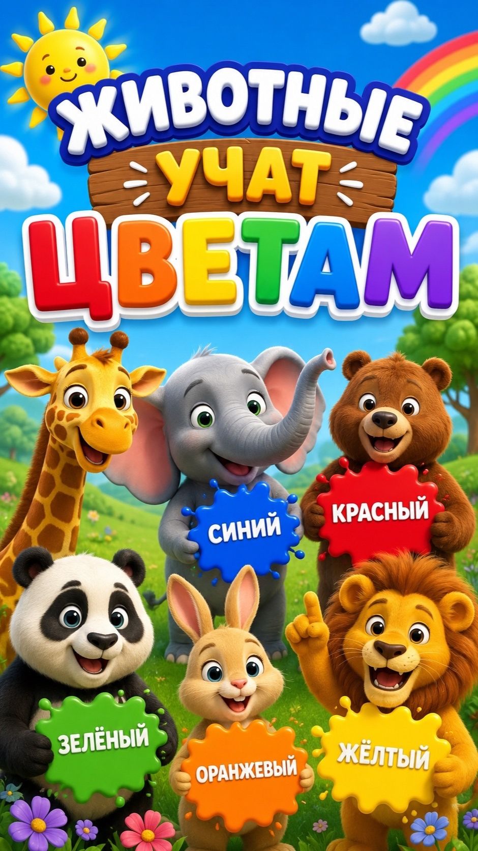 🎨 Учим 5 цветов за 40 секунд! Для детей ❤️🧡💛💚💙