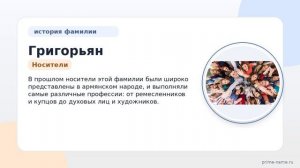 Фамилия Григорьян: происхождение, значение и склонение