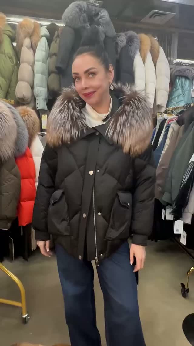 Пуховик стежка шоколад с лисой TOMA