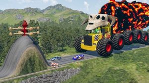 Гигантский автоцистерна-топливозаправщик LAVA TANKER MACK TRUCK против автомобилей Маккуина и полице