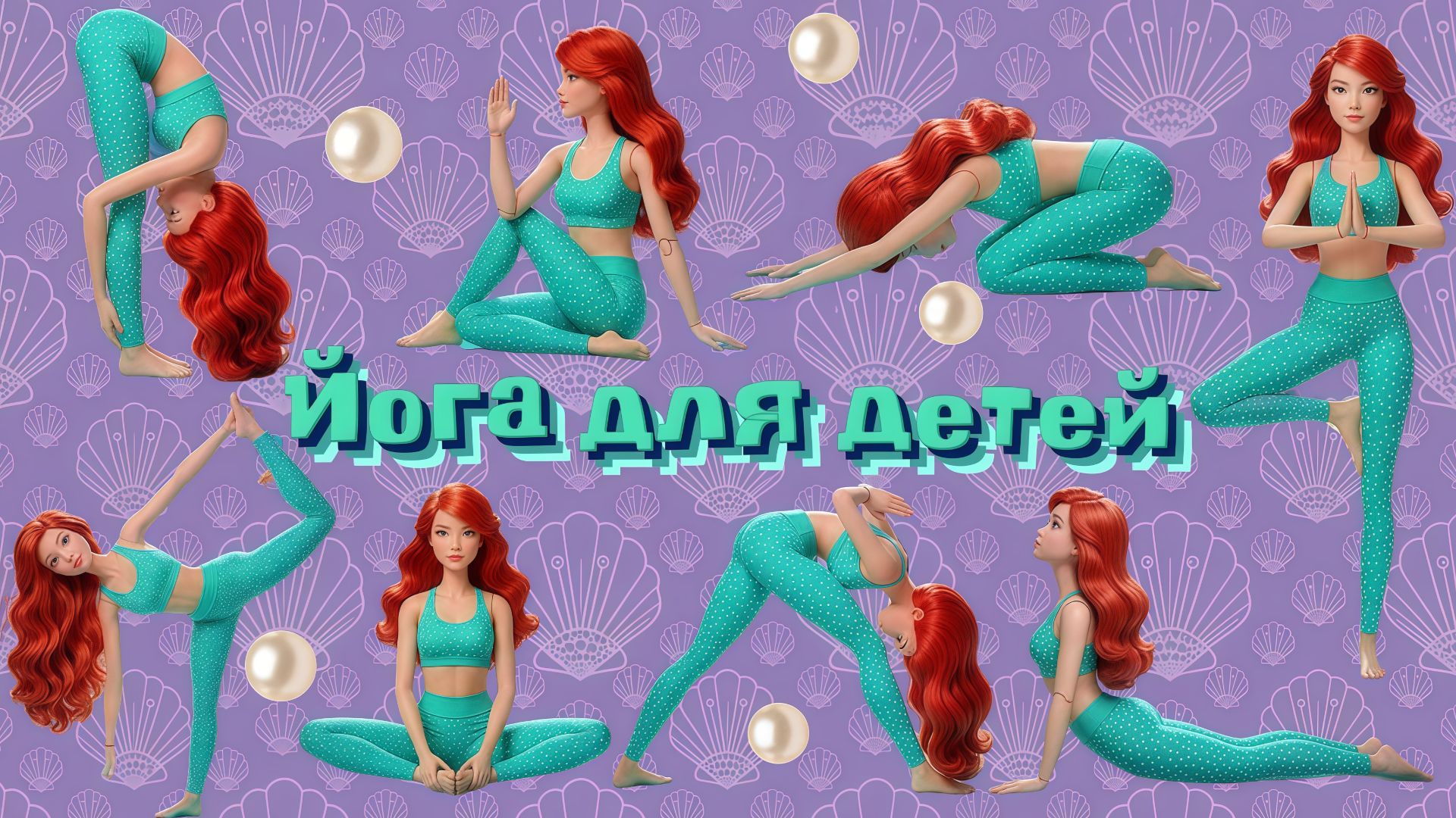 Йога для детей  с русалочкой 🧜🏻♀️🐚🪸 йога для девочек 🪼🪸 йога для гибкости 🌊детская йога