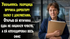Уходя на пенсию, уборщица в последний день передала директору папку. А когда увидели содержимое