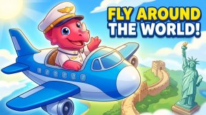 Самолётики для детей - Дино Аэропорт Dinosaur Airport - Динозаврики летают в страны _ мультик игра