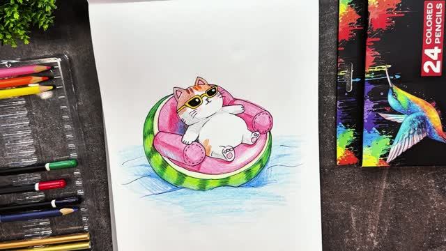 ПЛЯЖНЫЙ КОТИК НА АРБУЗЕ
