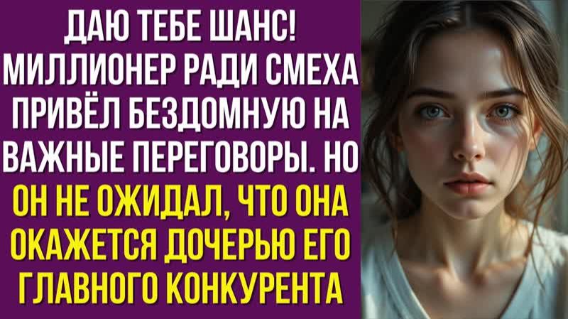 Даю тебе шанс!» — миллионер ради смеха привёл бездомную на важные переговоры