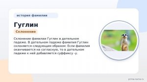 Фамилия Гуглин: происхождение, значение и склонение