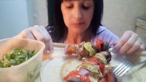 МУКБАНГ/Мясо с овощами на шпашках/ПП это не вкусно