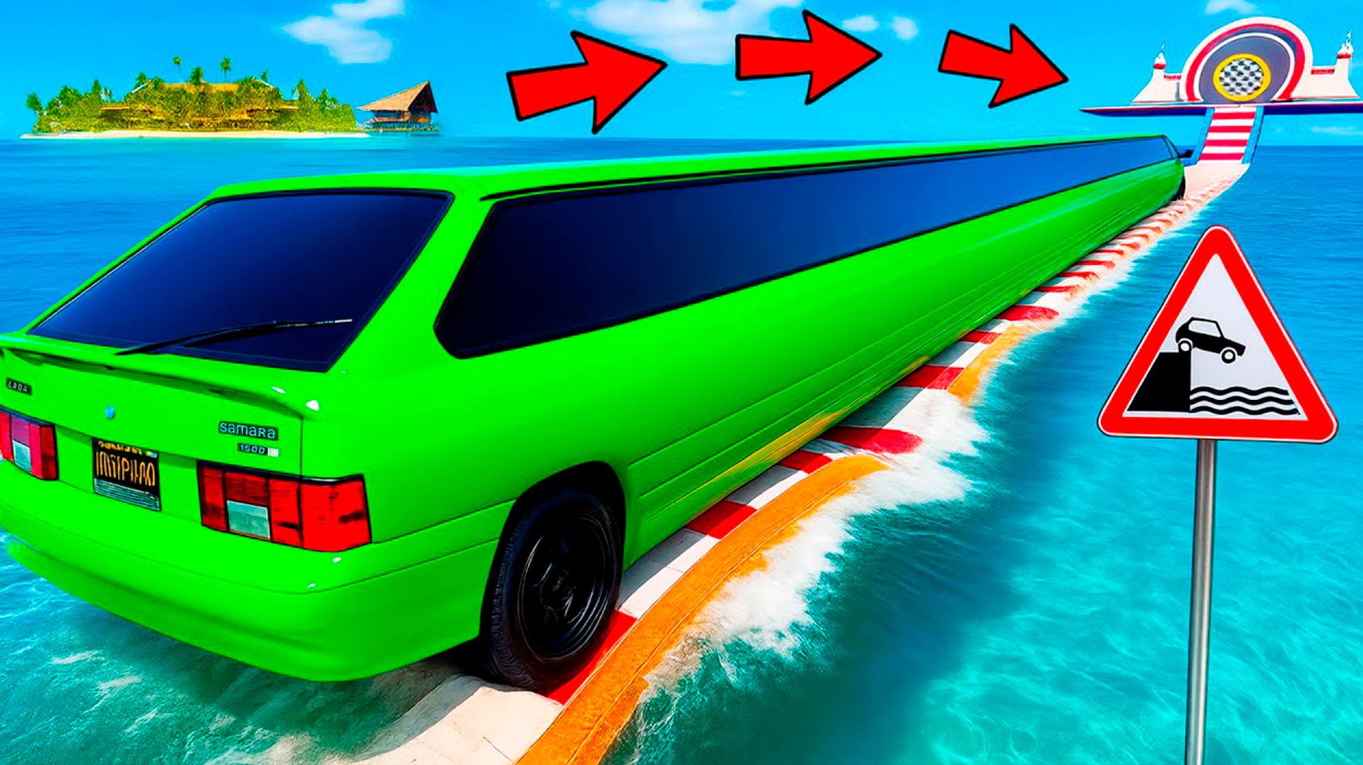 ПРОЕХАЛ ВОДНЫЕ КОЧКИ НА САМОЙ ДЛИННОЙ ТАЧКЕ ВАЗ 2113 В ГТА 5! ЭКСПЕРИМЕНТЫ В GTA 5