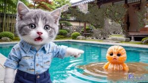 ⚡ Котёнок🐈на рыбалке и мандариноребёнок🍊!⚡