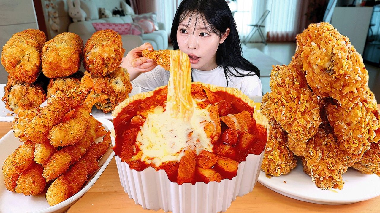Мукбанг - морепродукты и большие креветки - большая порция
