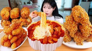 Мукбанг - морепродукты и большие креветки - большая порция
