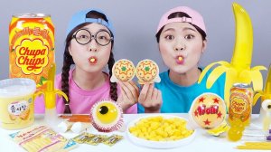 Желтая еда глазное яблоко желе восковая бутылка конфета десерт Мукбанг