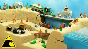 Карьер Lego и мост против цунами: эксперимент с прорывом песчаной дамбы