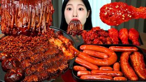Мукбанг - острая лапша и лапша с чёрным соусом - звуки еды