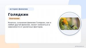 Фамилия Голядкин: происхождение, значение и склонение